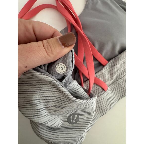 Lululemon Womens Energy Sports Bra Grey white Size 10 Workout top - Picture 5 of 6